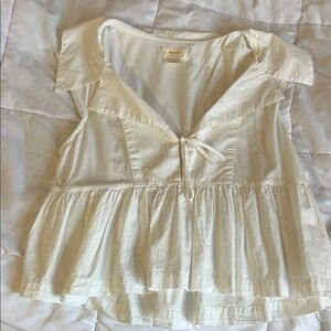 Maeve white Ruffled Blouse // anthro size small